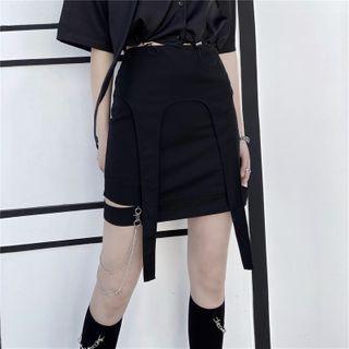 Strappy Cutout Mini A-line Skirt
