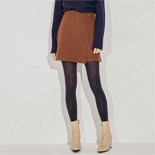 Wool Blend A-line Wrap Miniskirt