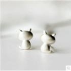 Sterling Silver Cat Stud Earring 1 Pair - Silver - One Size