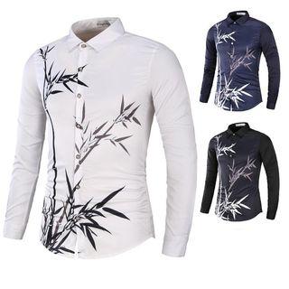 Long Sleeve Bamboo Print Shirt