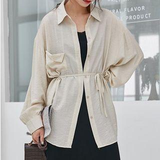 Set: Long-sleeve Shirt + Midi Knit Tank Dress