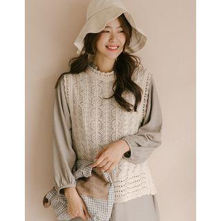 Slit-back Beribboned Knit Top