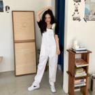 Buckle-strap Cotton Overall Pants