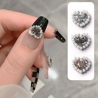 Heart Rhinestone Faux Pearl Nail Art Decoration (various Designs)