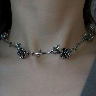 Rose Alloy Choker Silver - One Size