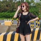Set: Crotchet V-neck Playsuit + Bandeau