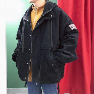 Applique Corduroy Hooded Jacket