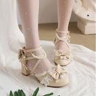 Ribbon Ankle-strap Chunky-heel Mary Jane Pumps