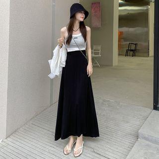 Slit-hem Maxi A-line Skirt
