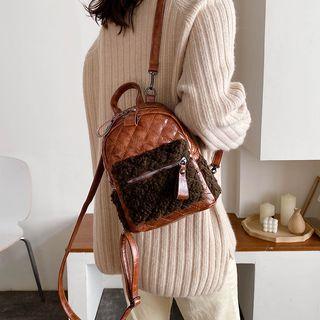 Faux Shearling Panel Mini Backpack