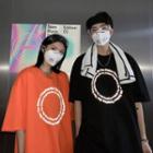 Reflective Circle Print Elbow-sleeve T-shirt
