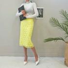 Crochet-lace H-line Midi Skirt