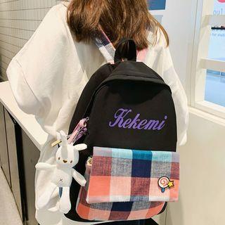 Lettering Plaid Backpack