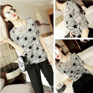 Short-sleeve Star Detail Top