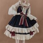 Bow Strappy A-line Dress / Blouse / Set