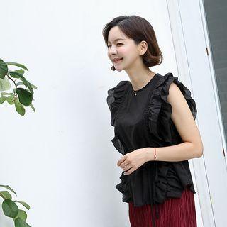 Sleeveless Frill-layered Top