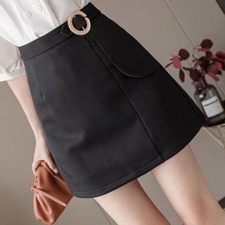 Round Buckled A-line Skirt