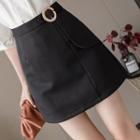 Round Buckled A-line Skirt
