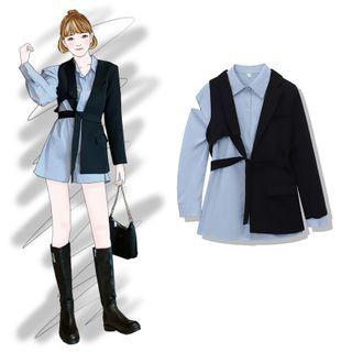 Cut Out Shirt / Asymmetric Blazer