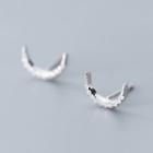 925 Sterling Silver Rhinestone Moon Earring 1 Pair - As Shown In Figure - One Size