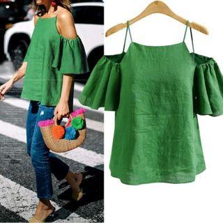 Spaghetti-strap Off-shoulder Blouse