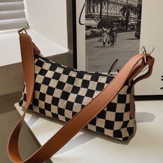 Checkerboard Canvas Shoulder Bag