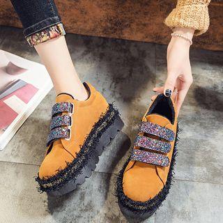 Glittered Velcro Platform Shoes