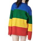 Rainbow Striped Sweater Blue & Green & Yellow - One Size