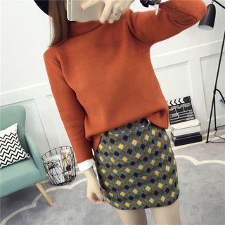 Angora Wool Blend Mock-neck Sweater