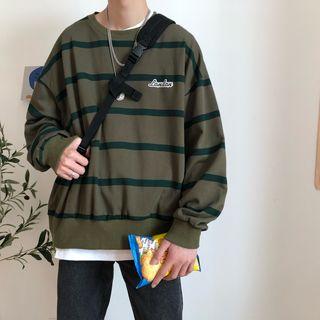 Round-neck Striped Oversize Sweatshirt