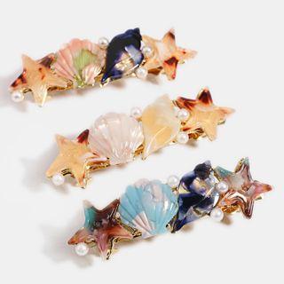 Faux Pearl Acetate Shell & Star Hair Clip