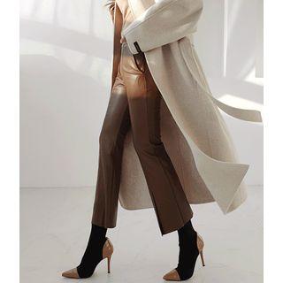 Slit Boot-cut Pleather Pants