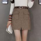 Plaid Pocket Mini A-line Skirt