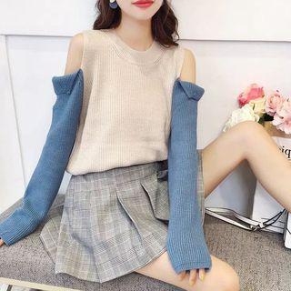 Cold Shoulder Color Block Sweater