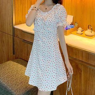 Puff-sleeve Floral Print Mini A-line Dress