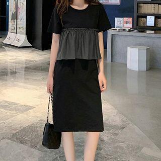 Short-sleeve Frill Trim T-shirt Dress