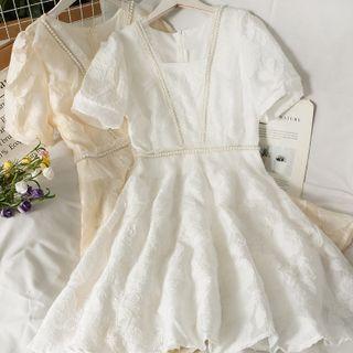 Pearl-trim A-line Midi Dress