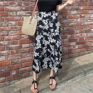 Tie-waist Floral Maxi Wrap Skirt