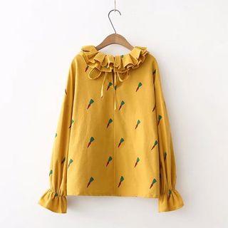 Carrot Print Long-sleeve Shirt