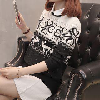 Mock Two Piece Patterned Sweater