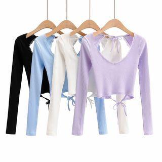 Open-back Tie-strap Cropped T-shirt