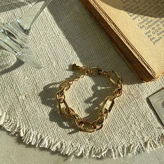 Heart-charm Chain Bracelet Gold - One Size