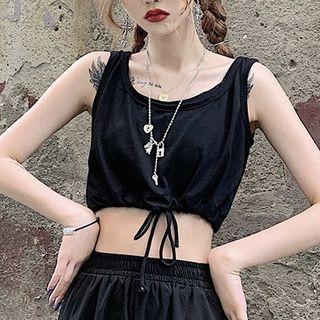 Drawstring Cropped Tank Top