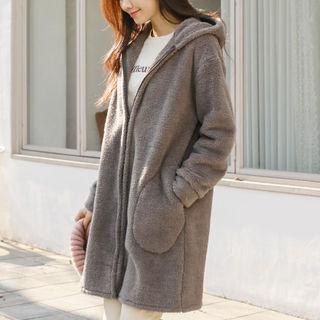 Faux-fur Zip-up Hoodie