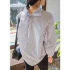 Tall Size Tie-back Striped Cotton Shirt