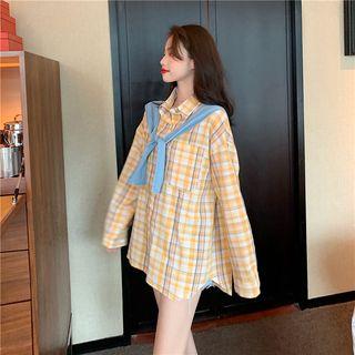 Long-sleeve Button-down Plaid Shirt