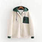 Color Block Hooded Fleece Jacket