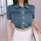 Short-sleeve Crop Denim Shirt