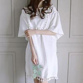 Tassel Trim Elbow Sleeve Dress