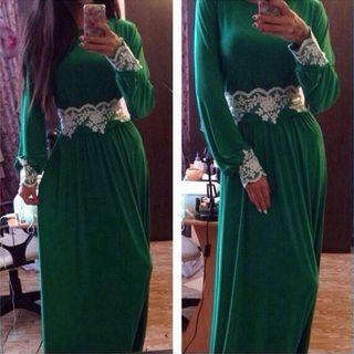 Long-sleeve Lace -trim Dress
